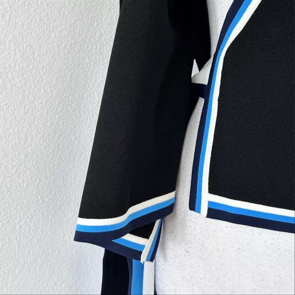 NWT DVF Knit Wrap Tops Black Long Sleeve Stripe - Picture 11 of 12